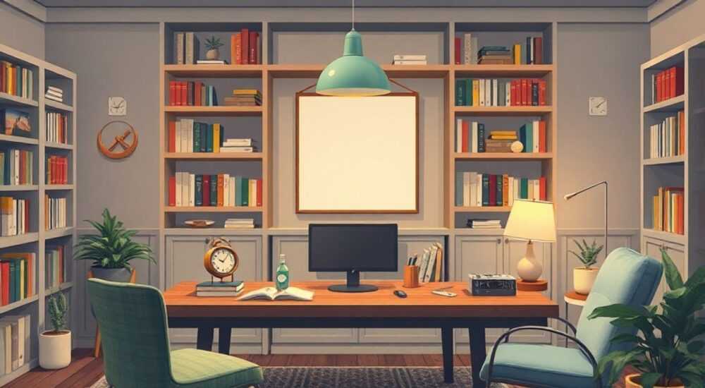 Как обставить стол зачарования книжными полками