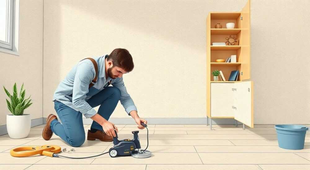 Как постелить линолеум на кухне с мебелью