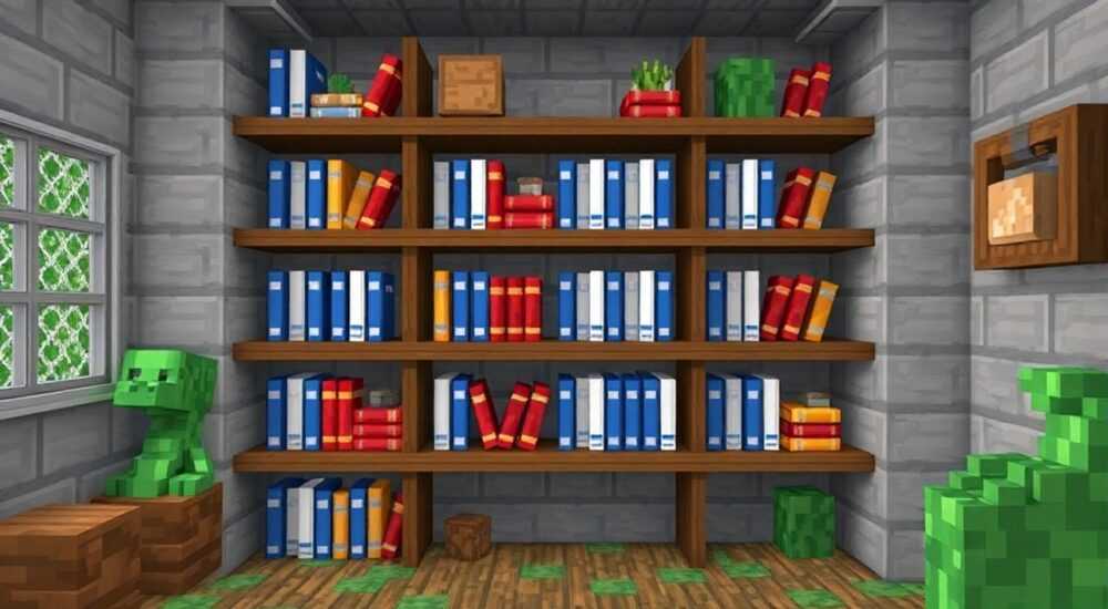 Как правильно расположить книжные полки в майнкрафт
