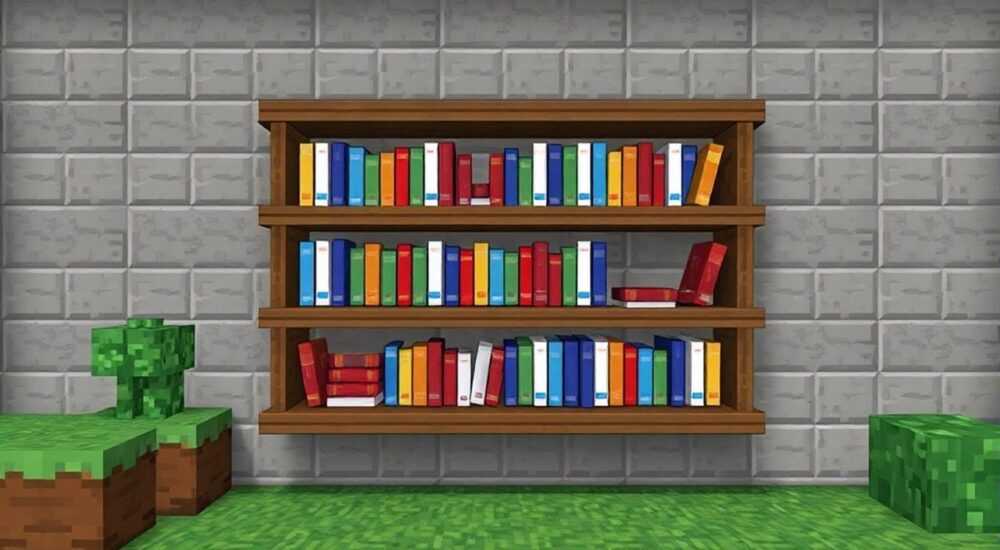 Как правильно ставить книжные полки в майнкрафт