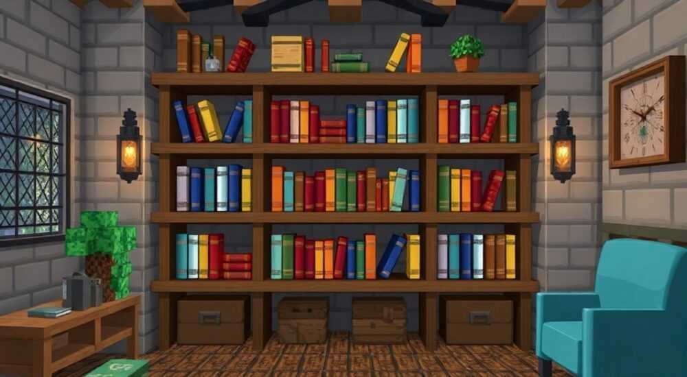 Как расставить книжные полки в майнкрафт для зачарования