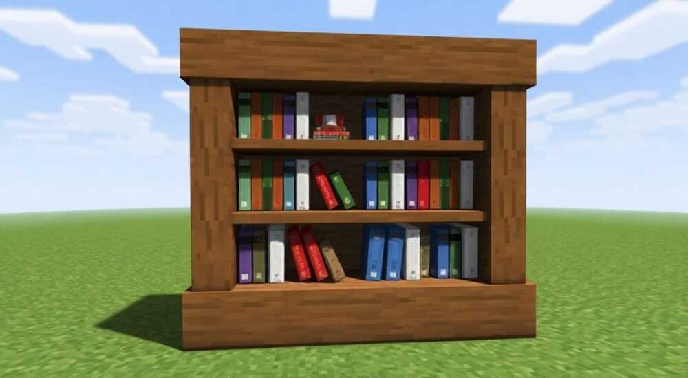 Как сделать резную книжную полку в майнкрафте