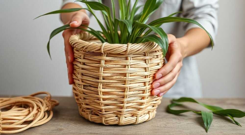 Как сплести из ротанга кашпо