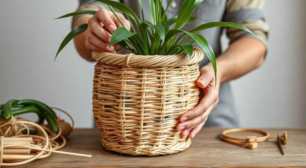 Кашпо из ротанга как плести своими руками
