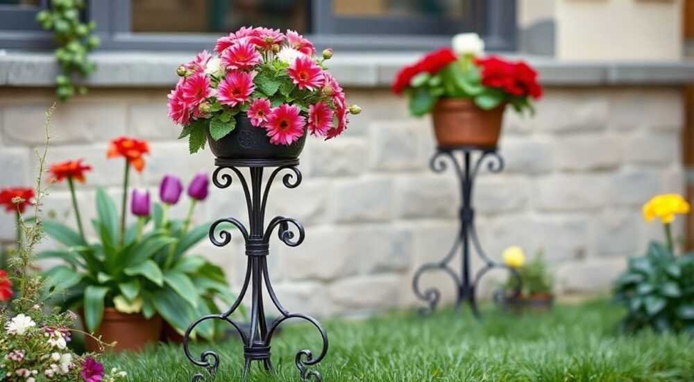 Кованые уличные подставки для цветов