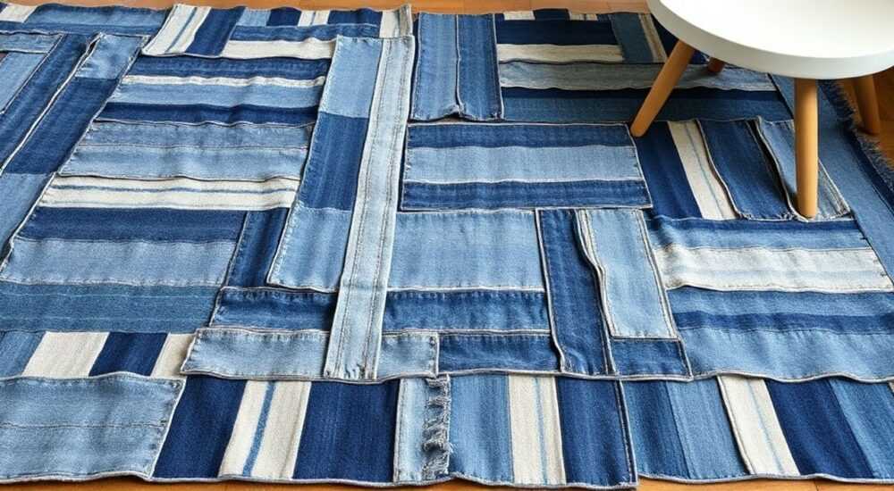 Коврик из джинсовых полосок своими руками