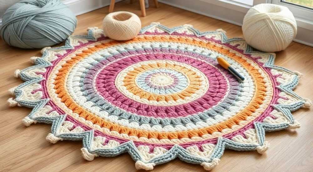 Коврик своими руками из пряжи крючком
