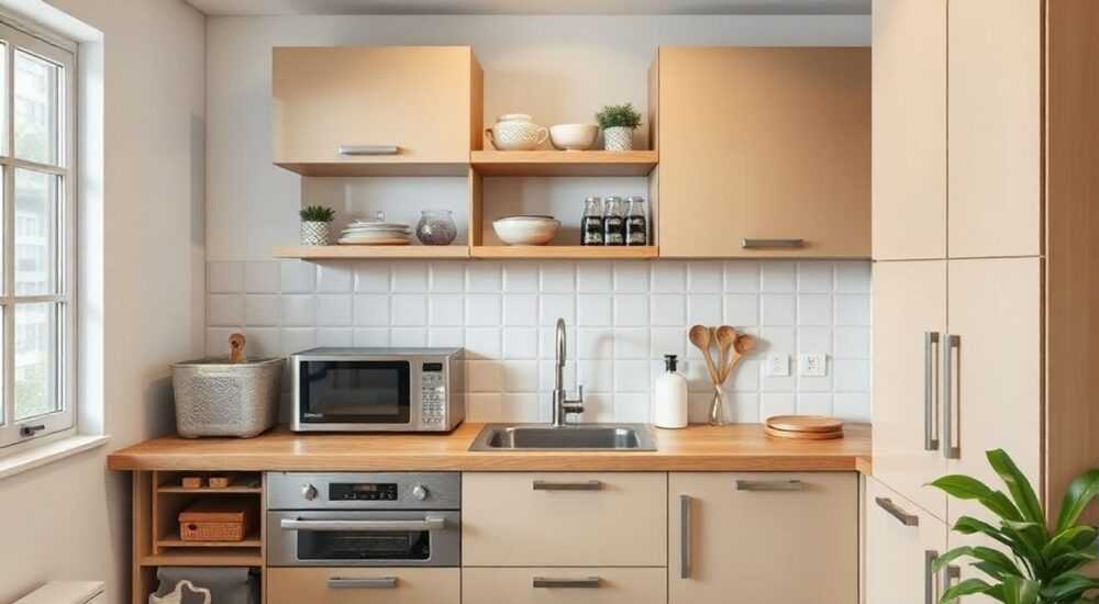 Практика компактного кухни с модульным хранением