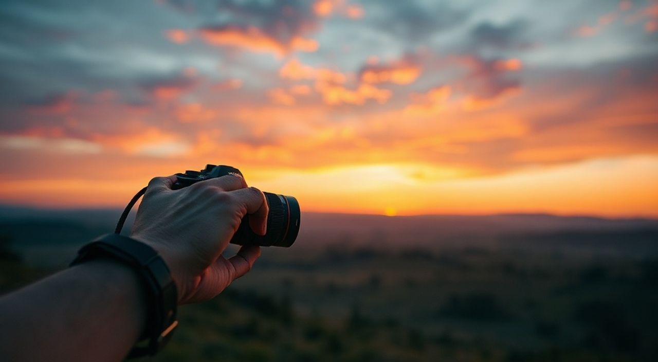 Реальный опыт: световая кисть в пейзаж на закате на sony a7 iv