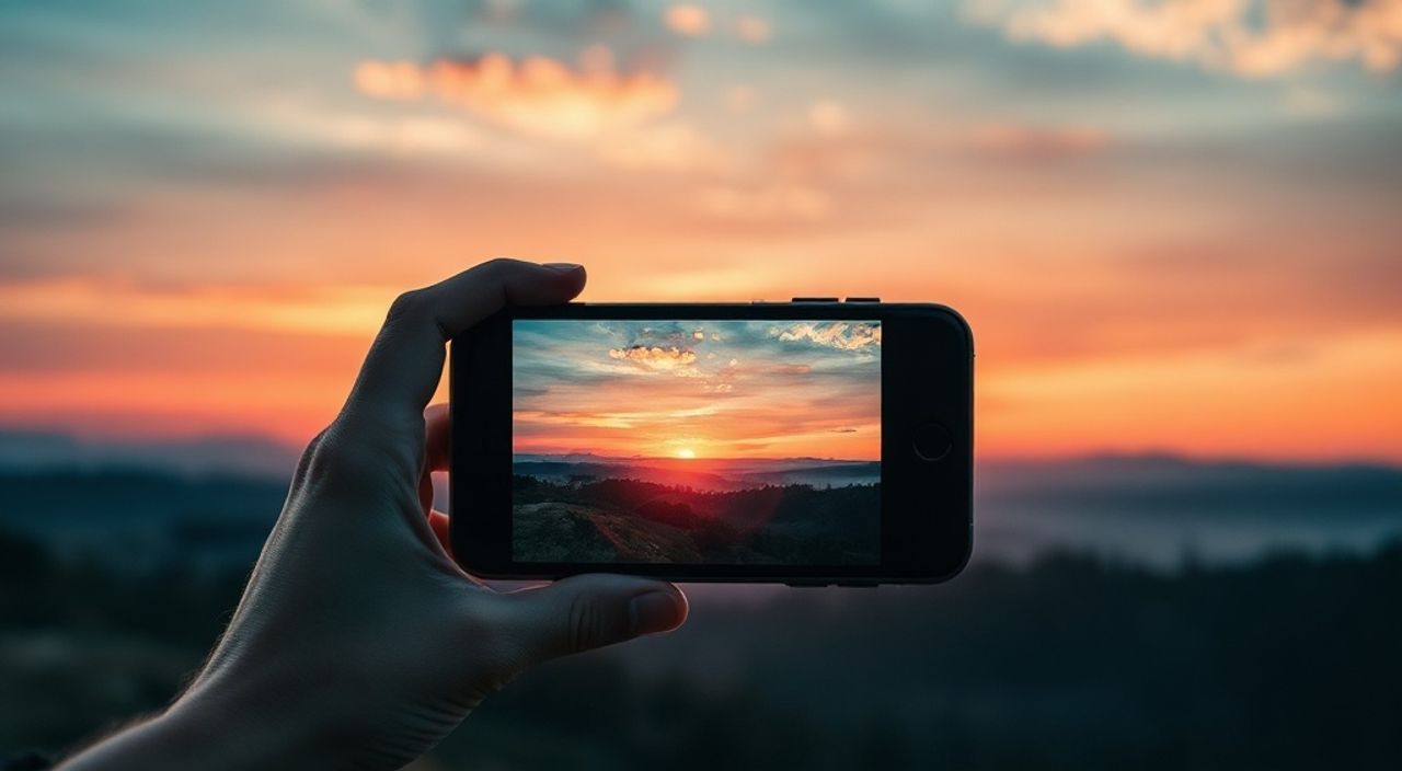 Реальный опыт: цианотипия в пейзаж на закате на iphone 15 pro