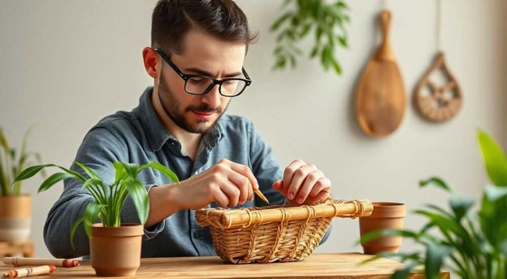 Ротанг как плести кашпо для начинающих