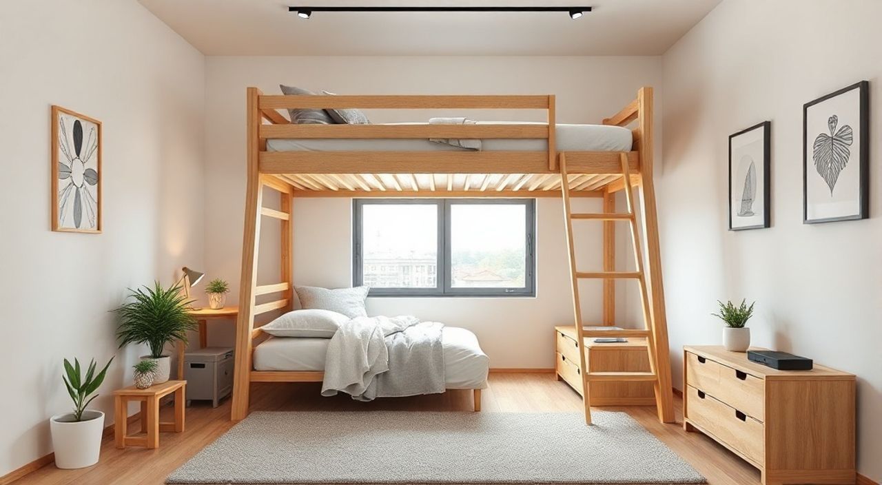 ТОП-10 идей двухъярусную кровать в стиле корейский neomodern для кабинета 7 м²