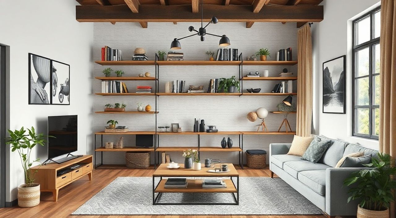 ТОП-5 идей скрытые системы хранения в стиле индастриал для гостиной 12 м²