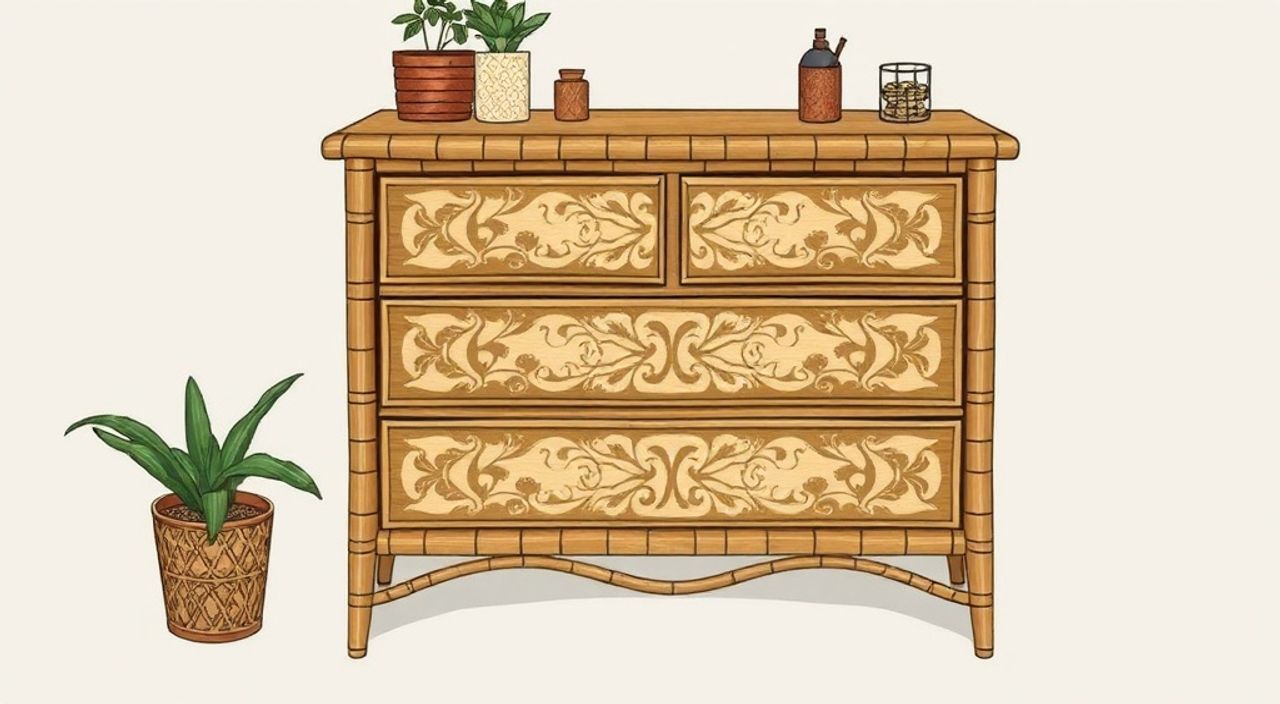 ТОП-5: трафаретной покраски трюмо из ротанга