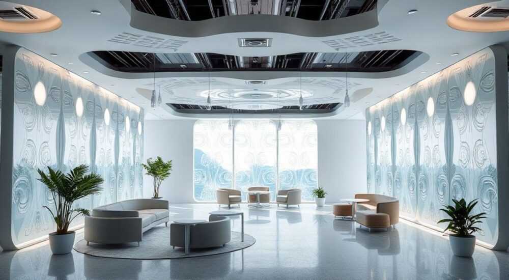 Топ‑12 трендов хай‑тек open‑space с 3d‑панелями