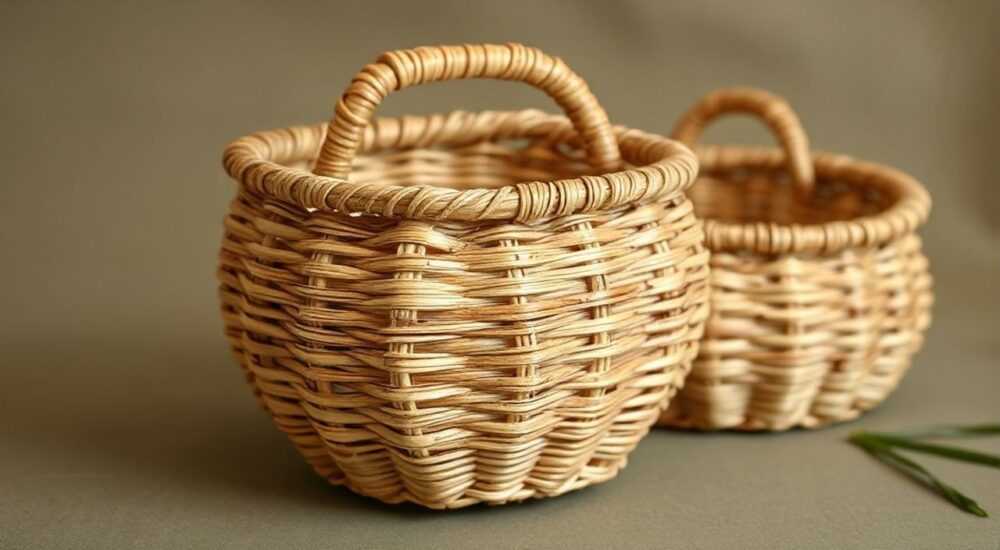 Узоры из ротанга на кашпо как плести