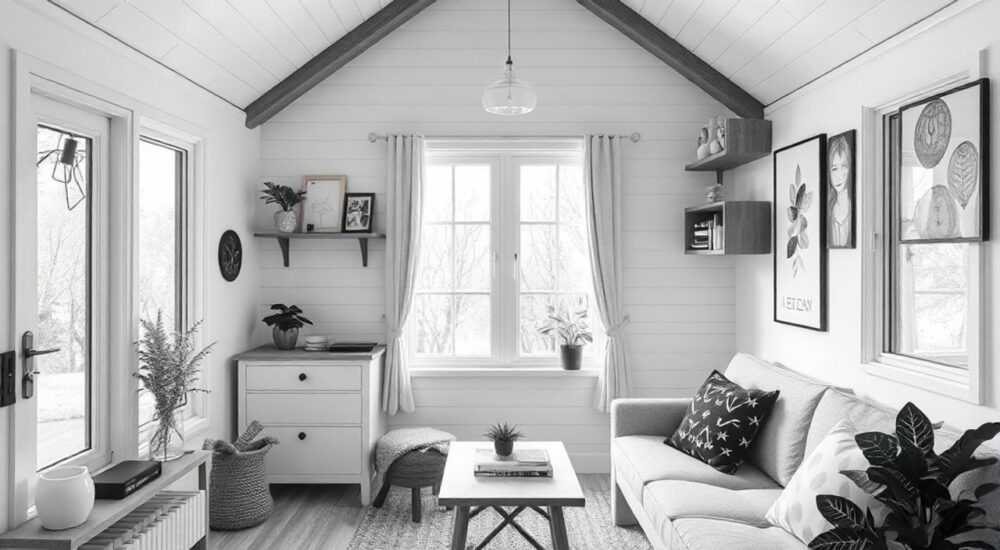 Вдохновение для для монохромного tiny‑house на маленькой площади