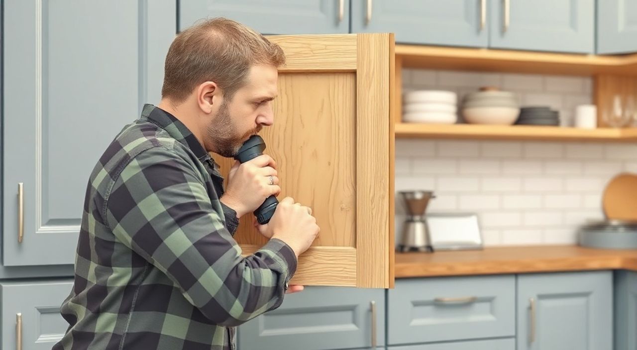 Как закрепить дверцу шкафа на кухне