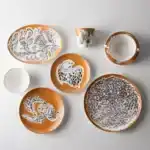Супница порционная с подстановочным блюдцем, коллекция «Перья на золоте» Хохлома