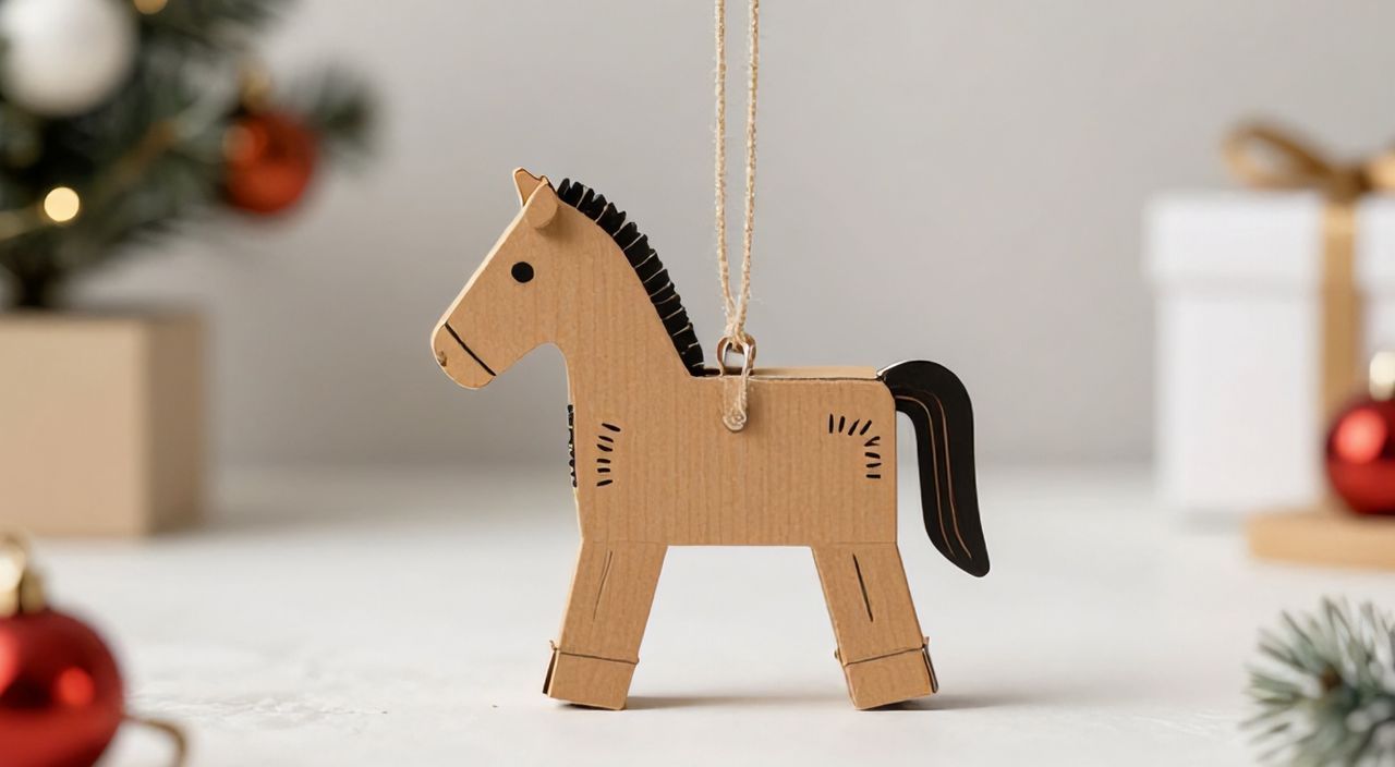 Елочная игрушка лошадка из картона