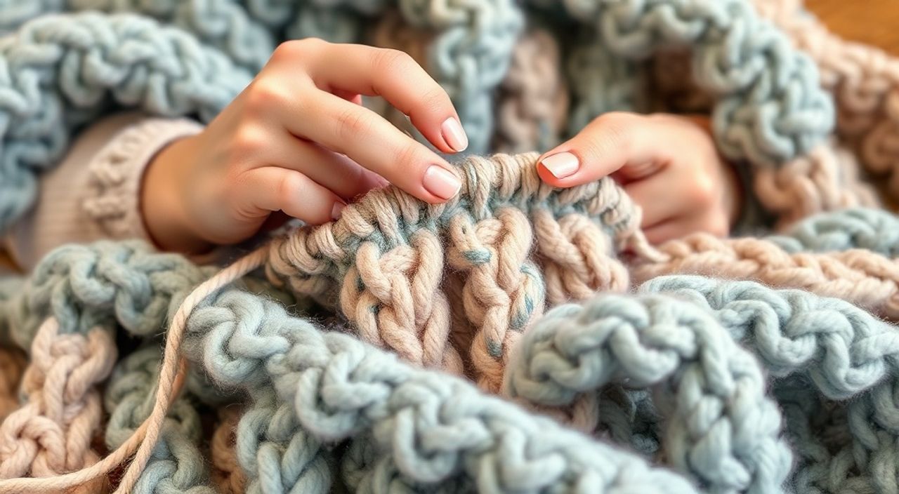 Как вязать плед из пряжи с петлями руками плюшевой