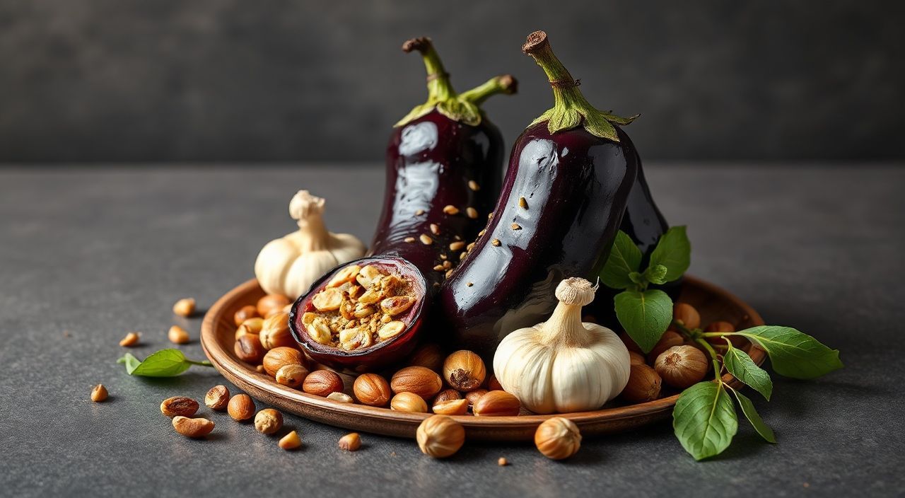 Баклажаны с орехами и чесноком (имам балядым)