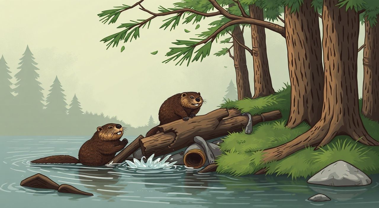 Бобры и их плотины из деревьев