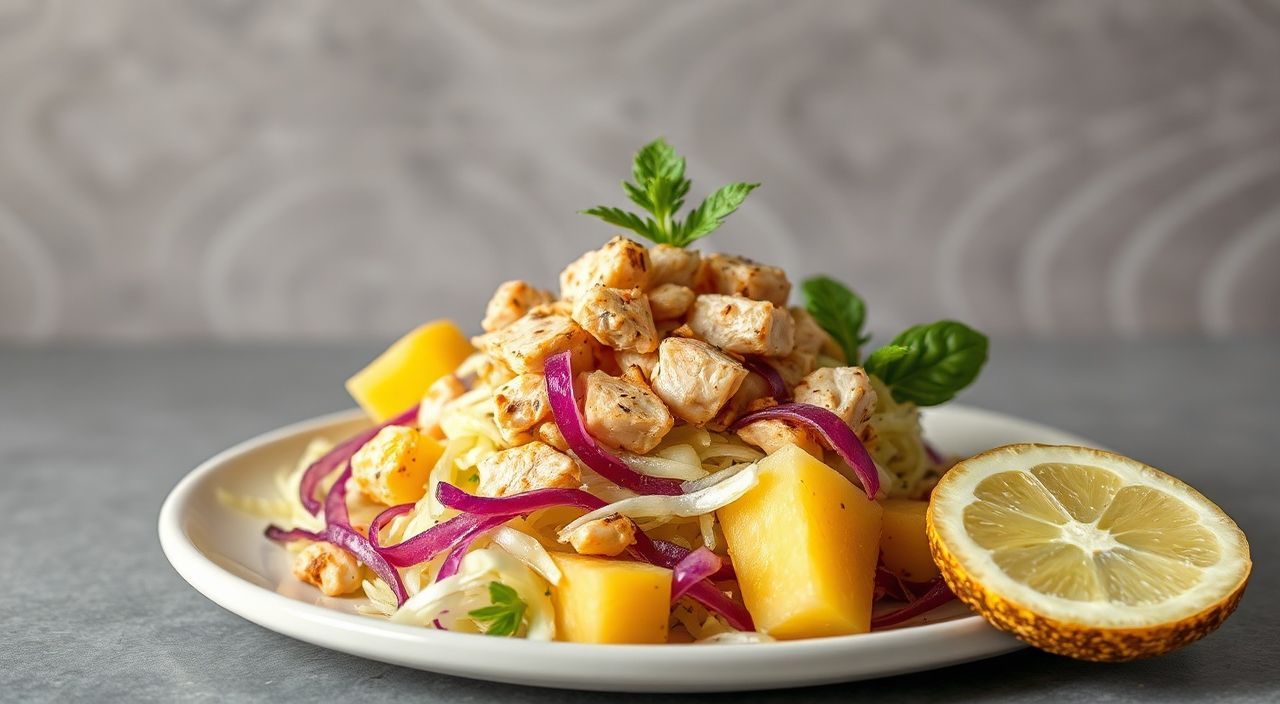 Салат из капусты с курицей и ананасом: сладость