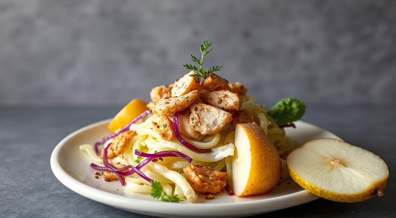 Салат из капусты с курицей и грушей: необычное