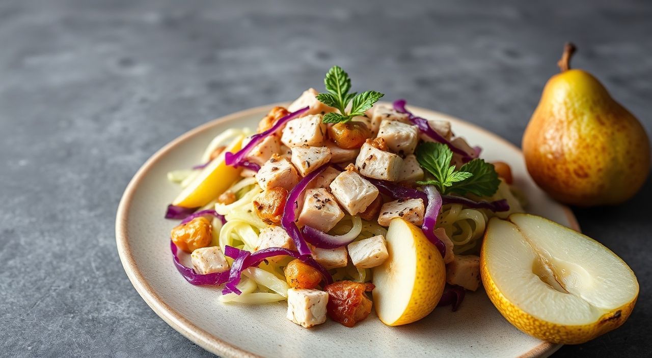 Салат из капусты с курицей и грушей: осенний деликатес