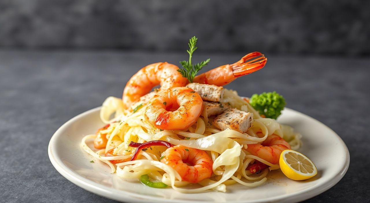 Салат из капусты с курицей и креветками: морской деликатес