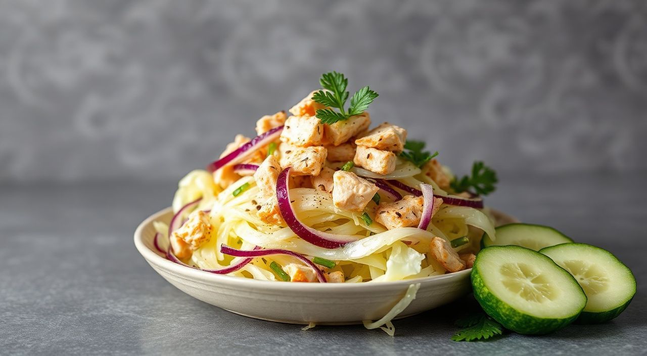 Салат из капусты с курицей и огурцом: свежесть