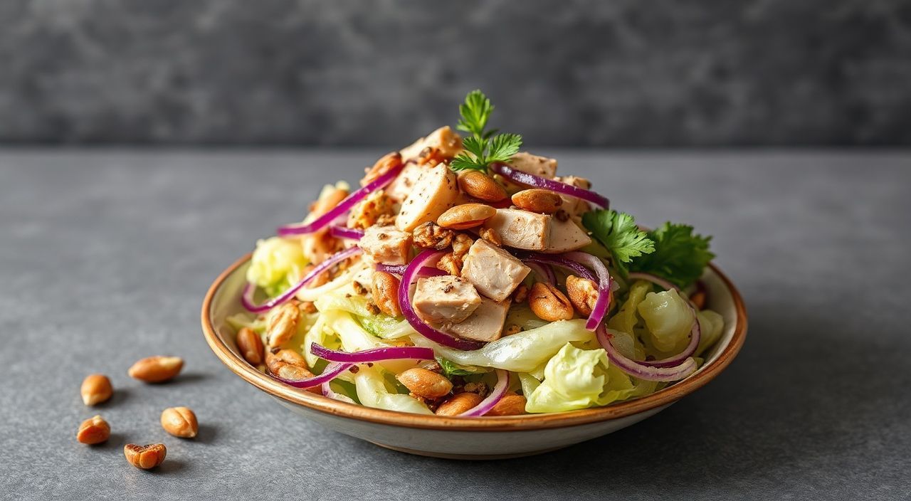 Салат из капусты с курицей и орехами: энергия
