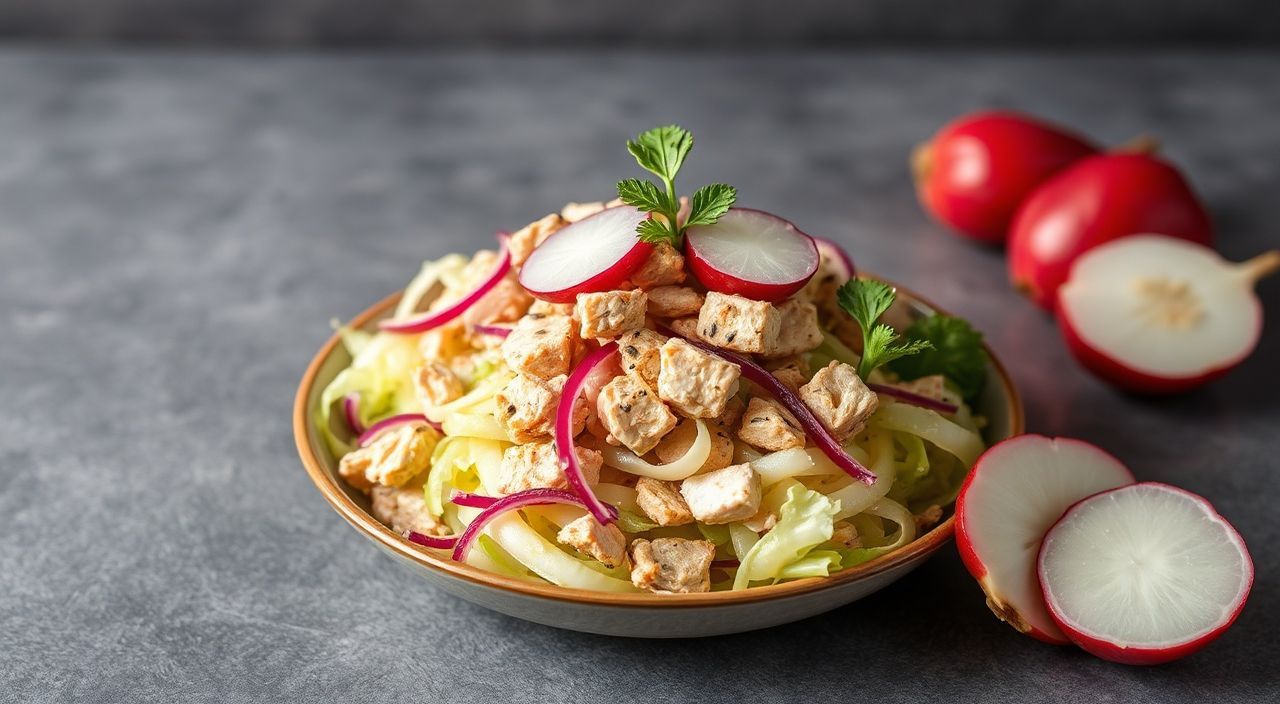 Салат из капусты с курицей и редисом: быстро