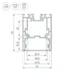 Профиль с экраном S2-LINE-5470-2500 ANOD+OPAL (Arlight, Алюминий) 021173