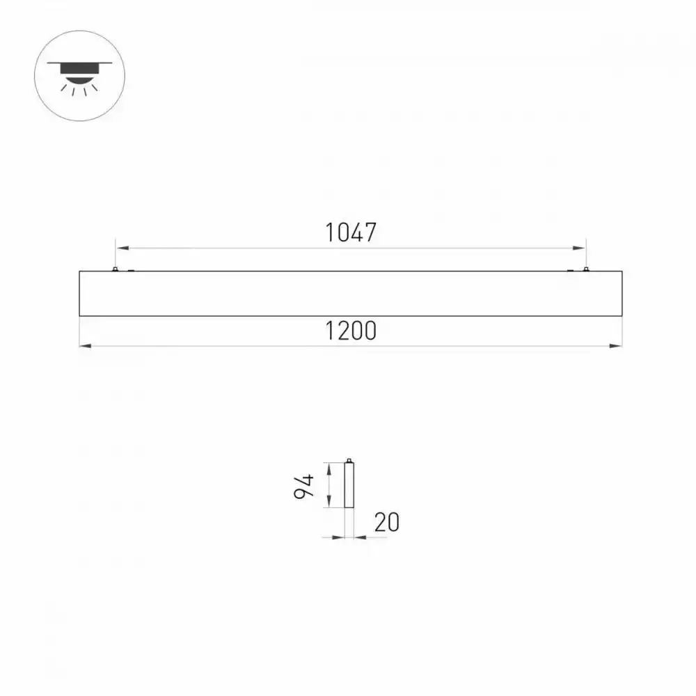 Светильник ALT-LINEAIR-FLAT-UPDOWN-DIM-S2094-1200-40W Day4000 (BK, 100 deg, 230V) (Arlight, IP20 Металл, 3 года) 031471